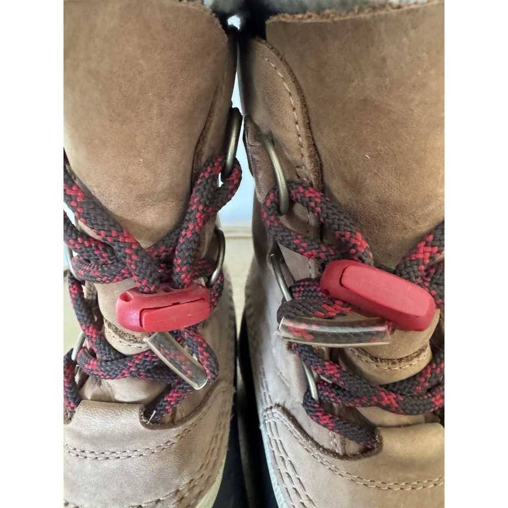 Boys Girls Kids Sorel Winter Boots Leather Thick Warm Size 3 Youth Insulated - Picture 7 of 8